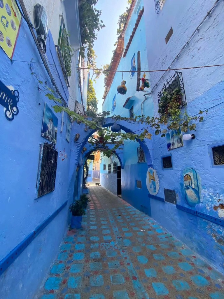 Blue painted alleyway in Chefchaouen