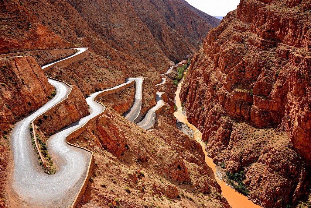 Winding serpentine road of Dades Gorges